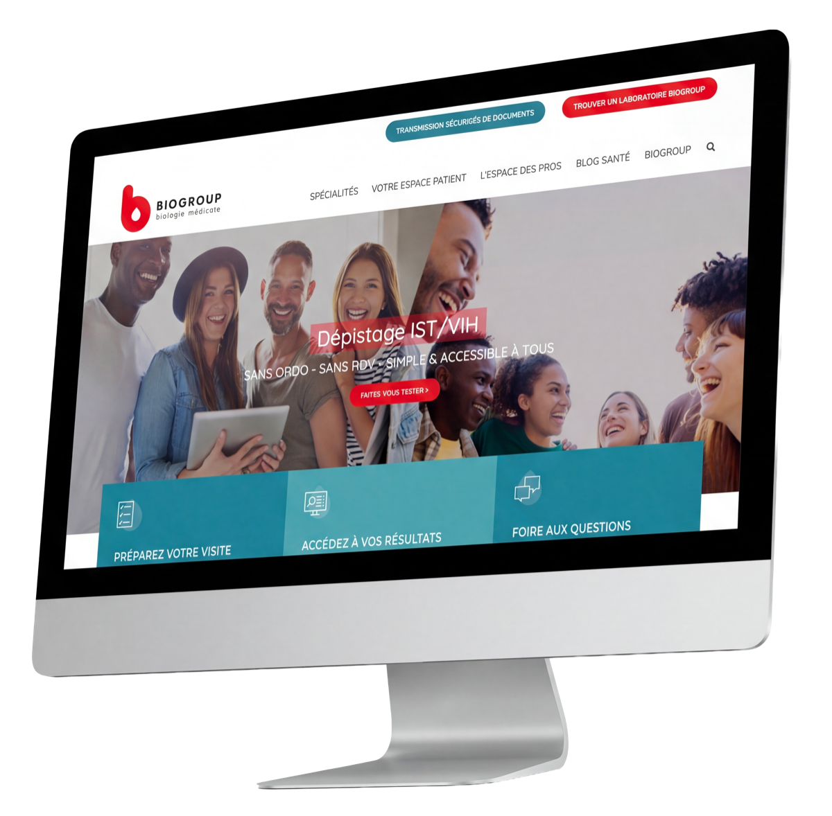 Site web Biogroup sur un écran